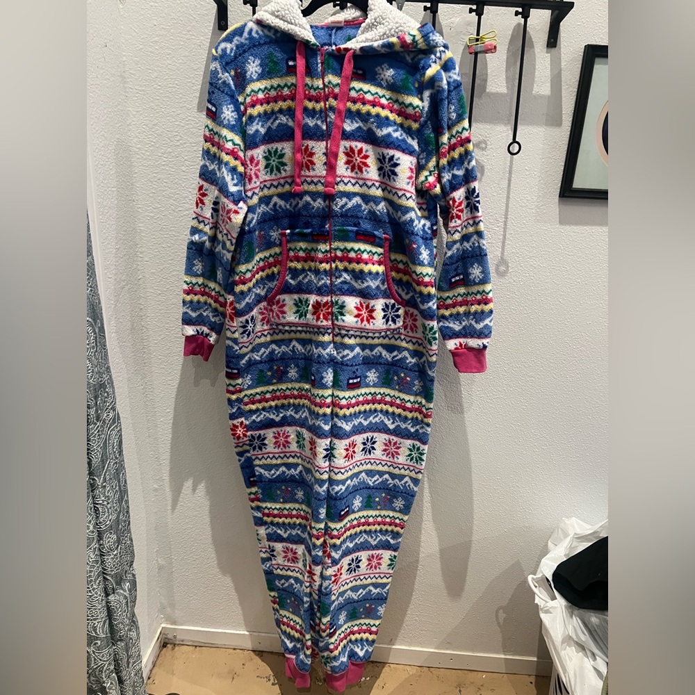 Holiday time brand size large onesie pajamas